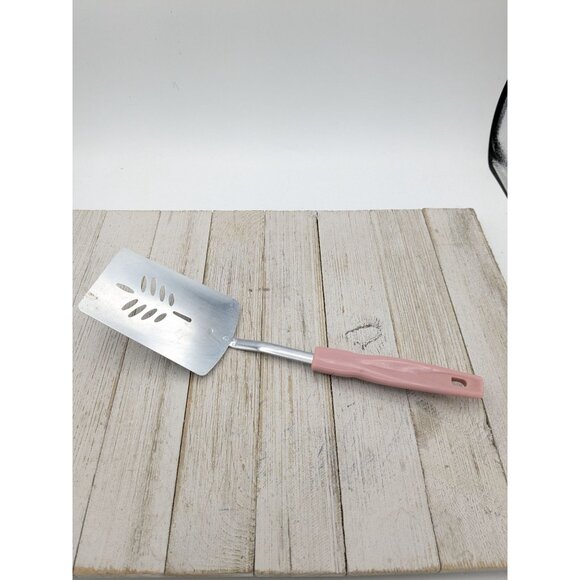 Slotted Short Spatula Pink Mauve Plastic Handle 11" Korea - Picture 1 of 8